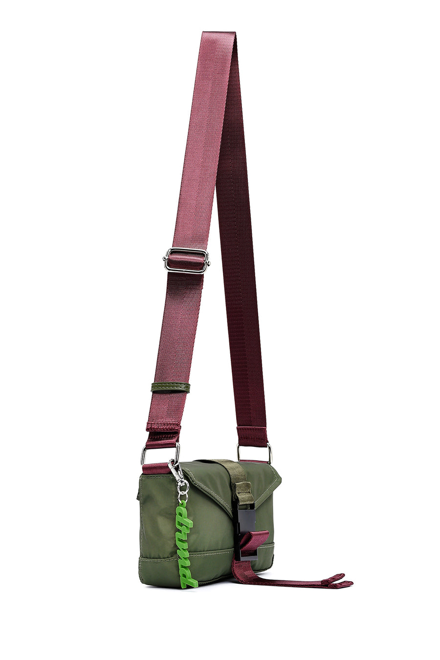 Women's Green Long Strap Mini Fabric Crossbody Bag