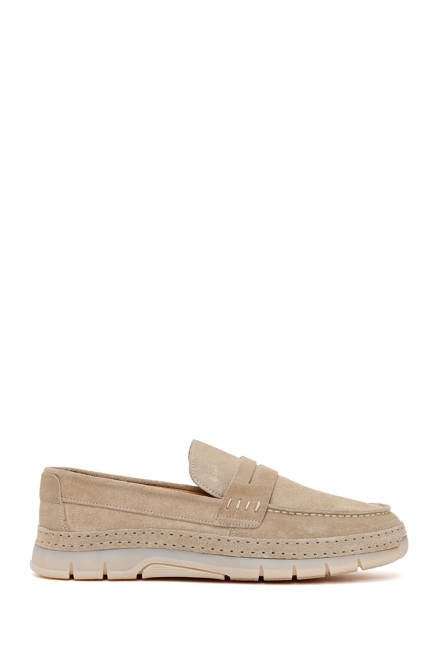 Men's Beige Chunky Suede Leather Loafers 26SFD681110 | Derimod