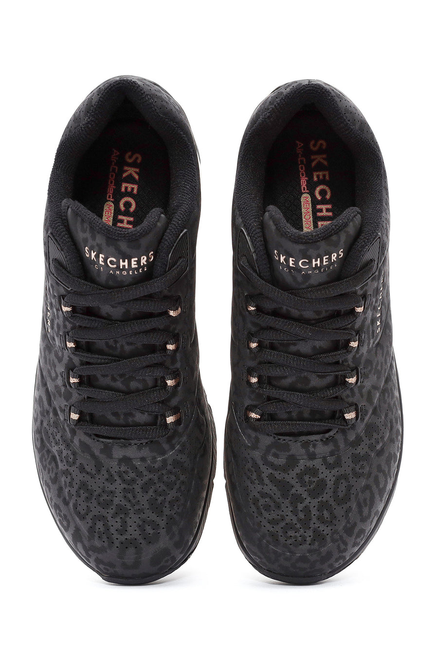 Skechers Kadın Siyah Leopar Desenli Bağcıklı Sneaker