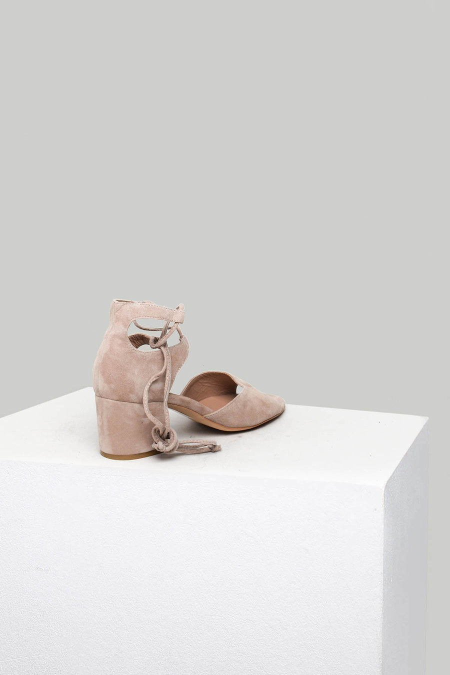 Suede Ankle Strap Powder Women's Heeled Leather Sandals