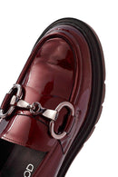Women's Burgundy Buckle Detailed Patent Leather Masculine Loafer | Derimod
