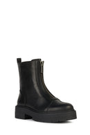 Geox Women's Black Spherica Ec7 Zippered Leather Boots | Derimod