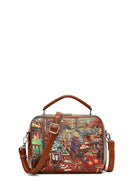 Woman Tan Long-Strap Patterned Shoulder Bag | Derimod