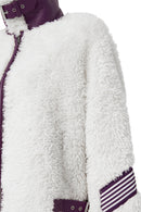 Meribel Women's Multicolored Purple Stripe Detail Teddy Coat | Derimod