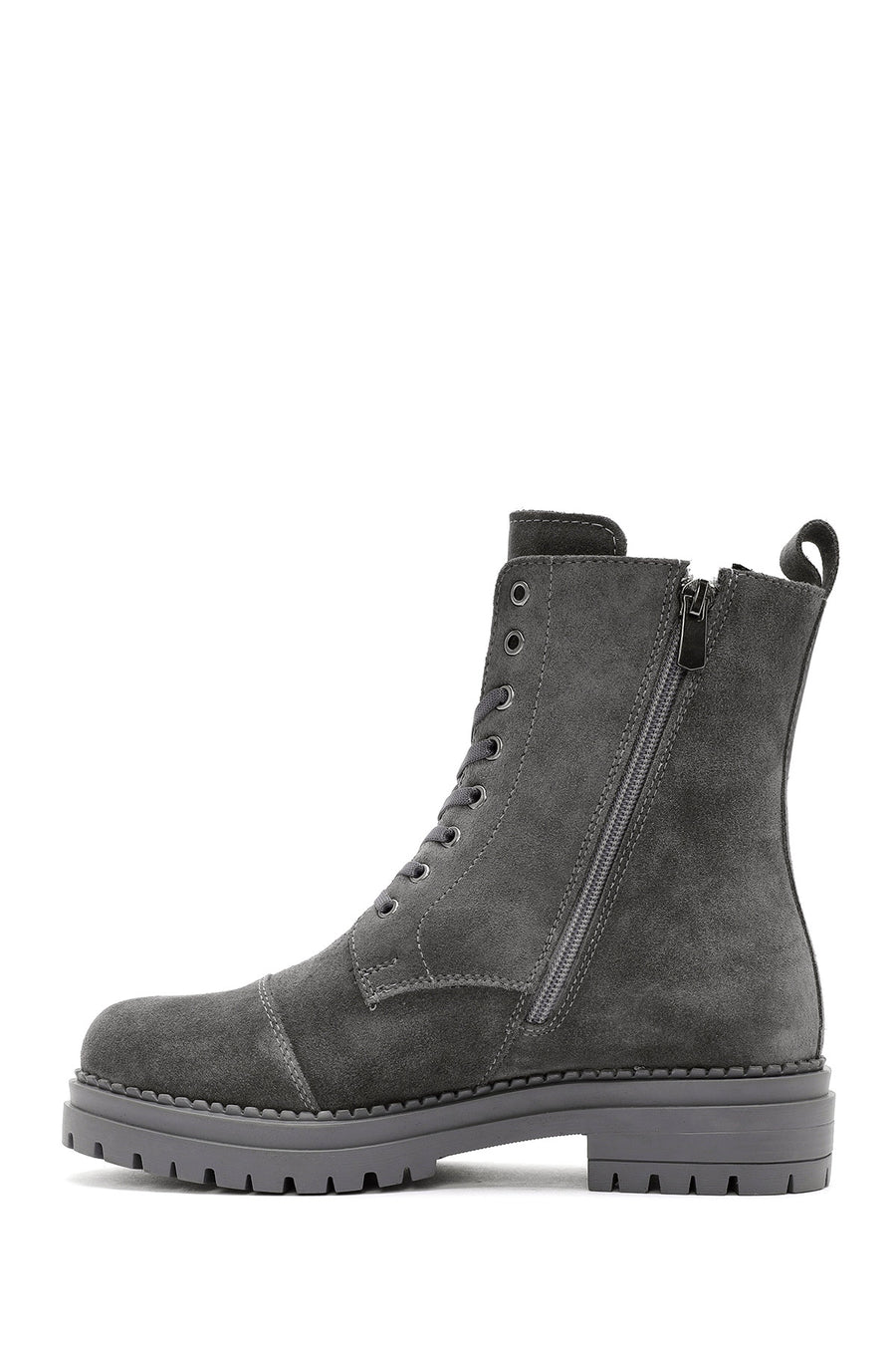 Women's Gray Suede Leather Boots