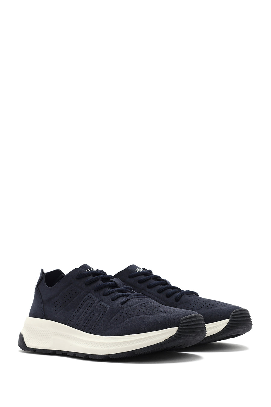 Men's Navy Blue Lace-Up Nubuck Leather Sneaker