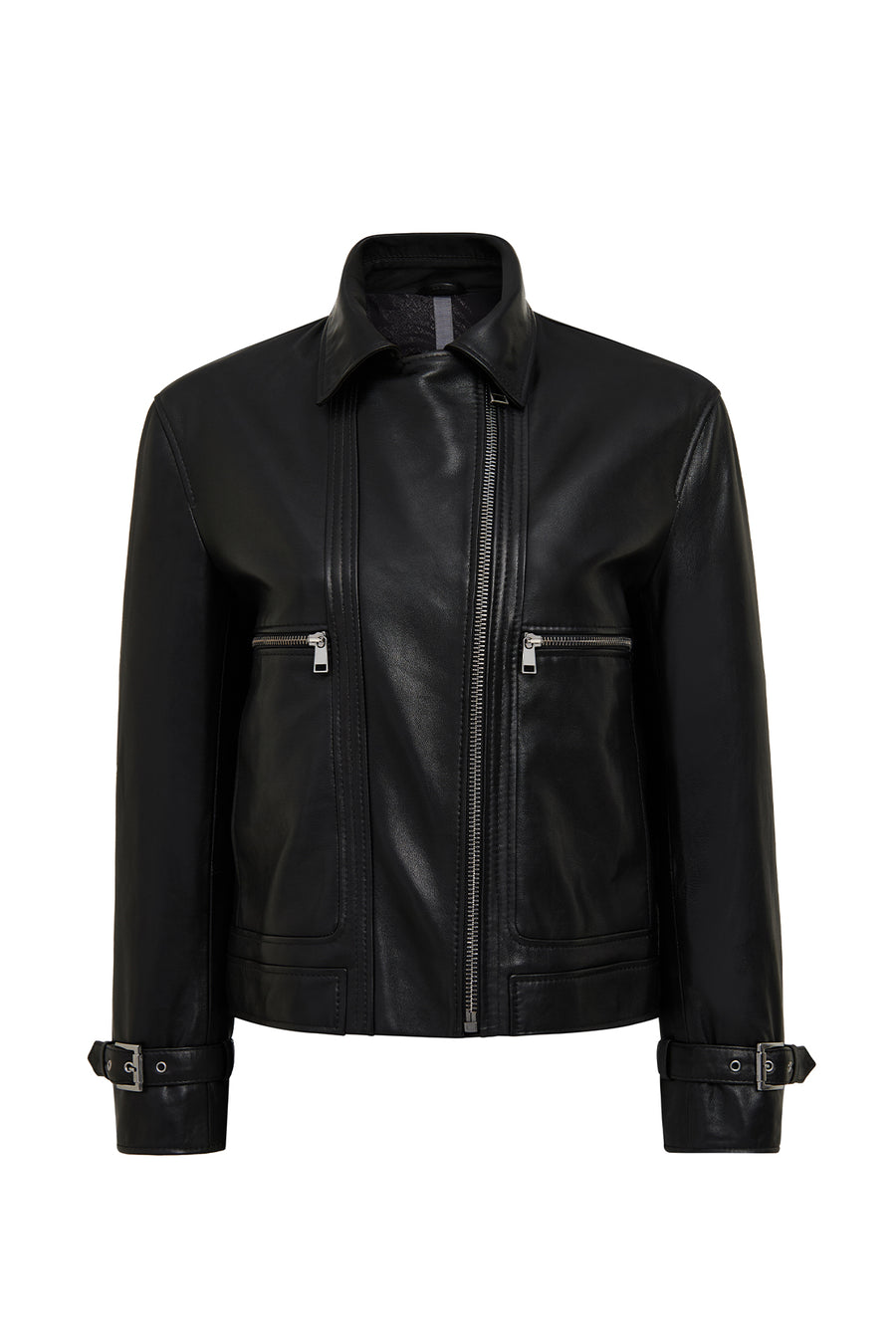 Paloma Kadın Siyah Kısa Oversize Biker Deri Ceket