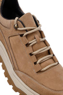 Men's Beige Lace-Up Thick-Soled Nubuck Leather Casual Sneaker | Derimod