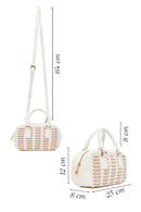 Woman White Long-Strap Braided Mini Shoulder Bag | Derimod