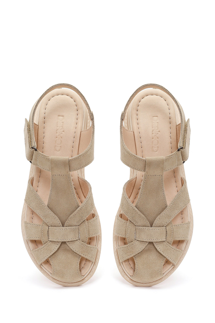 Women's Beige Suede Leather Sandals