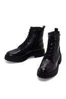Geox Women's Black Zippered Leather Boots | Derimod