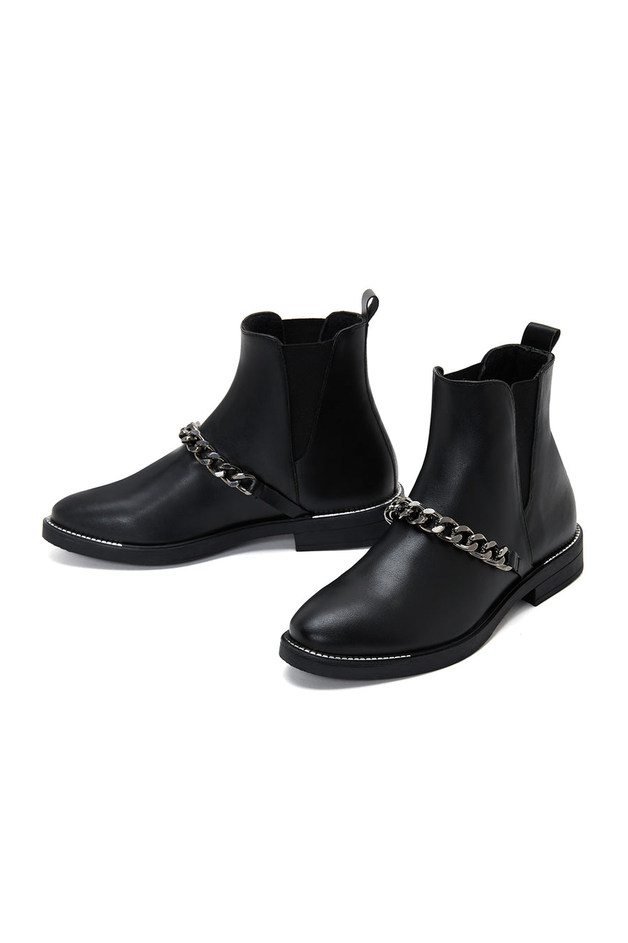 Women's Black Chain Detailed Chelsea Boots