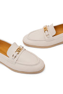 Kadın Krem Tokalı Maskülen Deri Loafer | Derimod