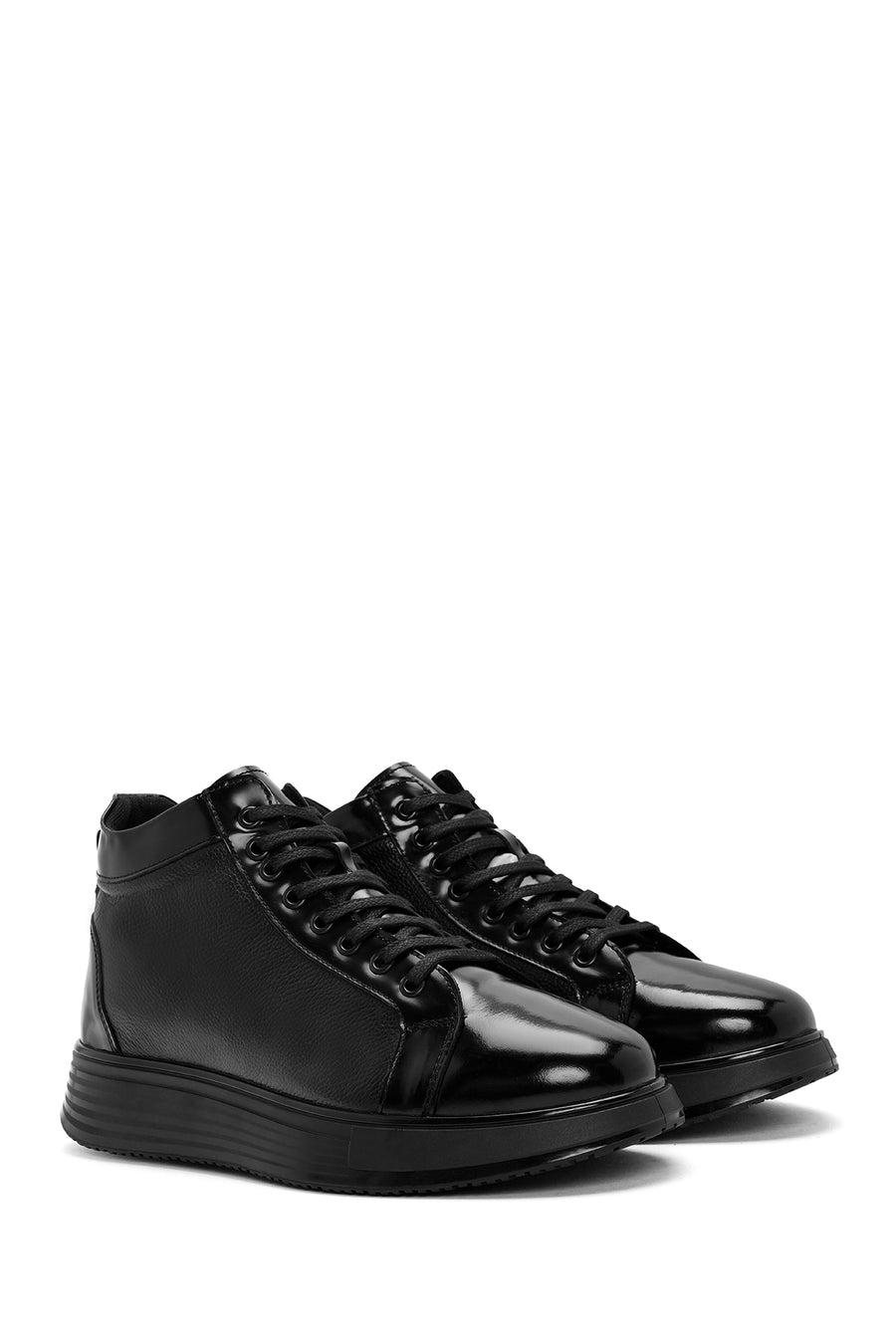 Men's Black Lace-Up Leather Sport Boots