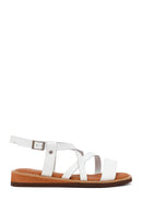 Woman White Ankle-Strap Buckled Leather Bodrum Sandal | Derimod