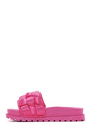 Women's Pink Thick-Soled Knitted Patterned Slippers | Derimod