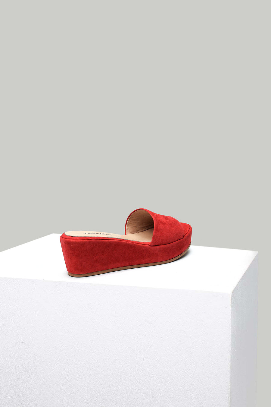 Wedge Heeled Suede Leather Women's Slippers