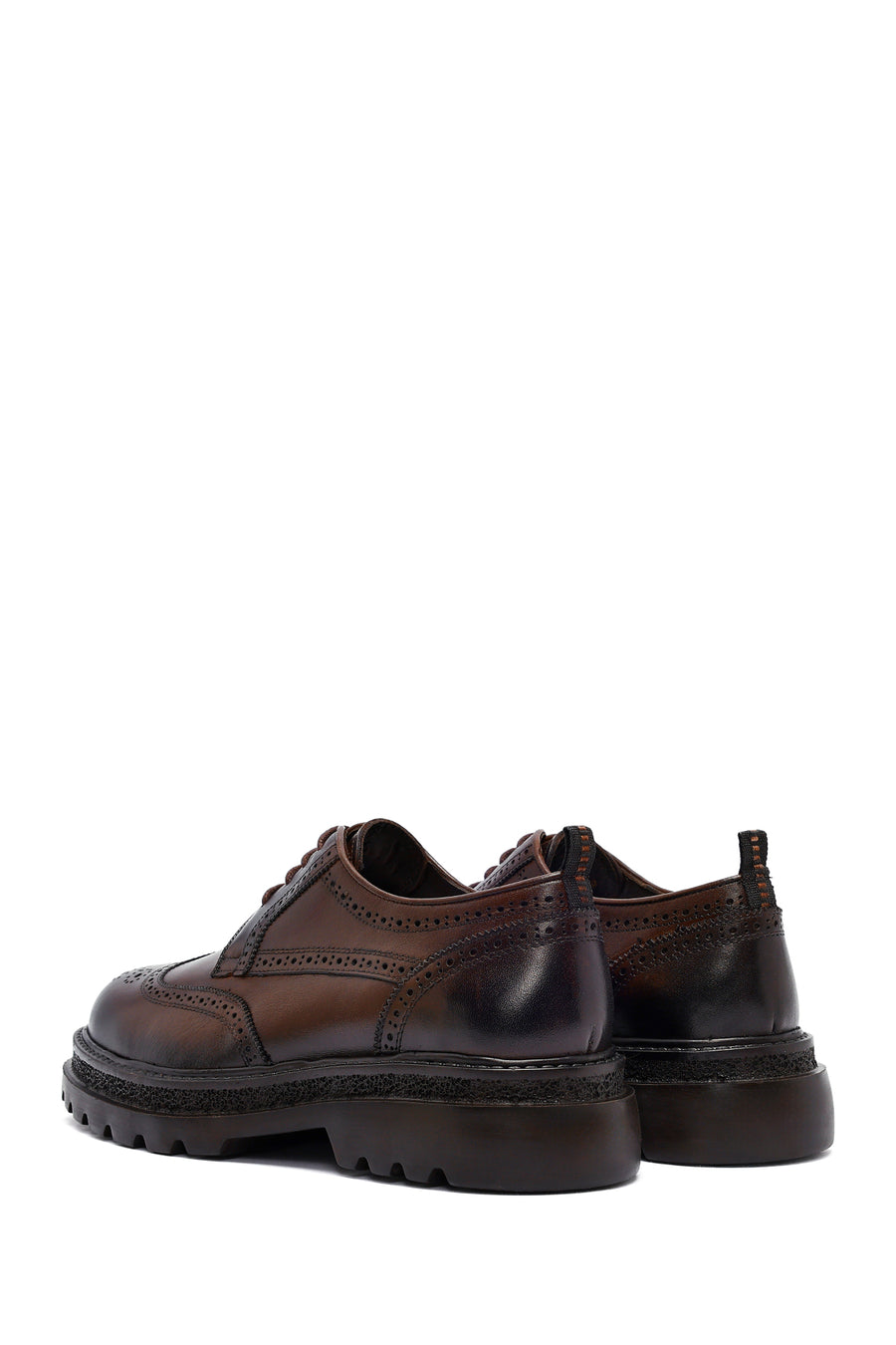 Male Brown Lace-Up Thick-Soled Leather Casual Shoe