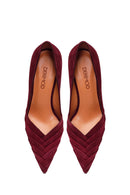 Woman Burgundy Thin-Heeled Suede Stiletto | Derimod