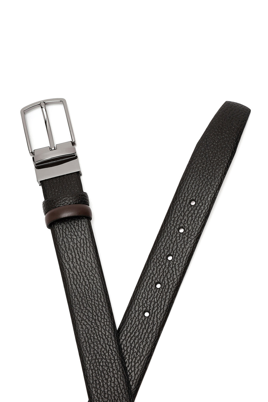 Men's Black Printed Leather Belt