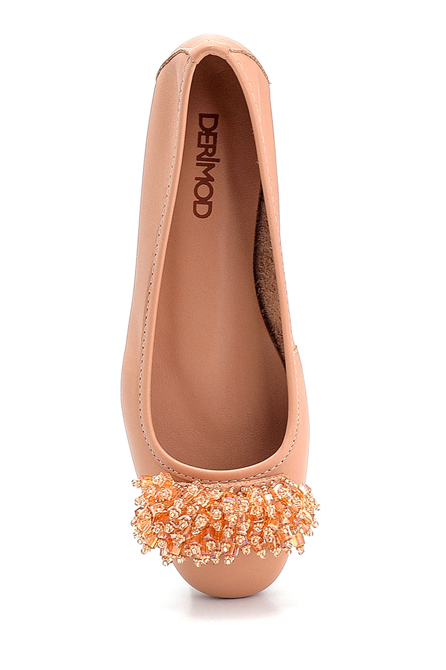 Women's Leather Bead Detailed Ballerinas
