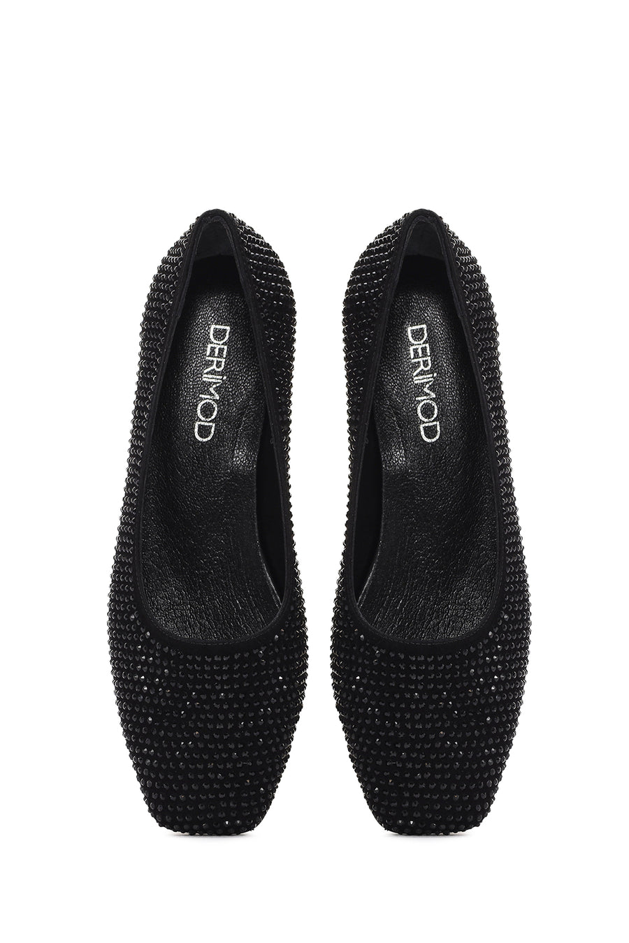 Women's Black Stone Leather Ballerinas