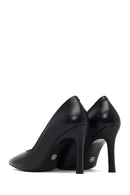 Woman Black Thin-Heeled Leather Stiletto | Derimod