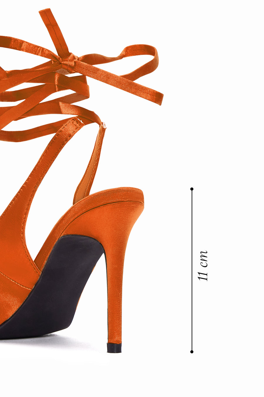 Women's Orange Ankle Strap Satin Heeled Shoes
