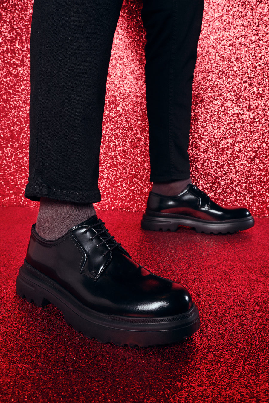Men's Black Thick Soled Patent Leather Casual Shoes 23WFD606122 | Derimod