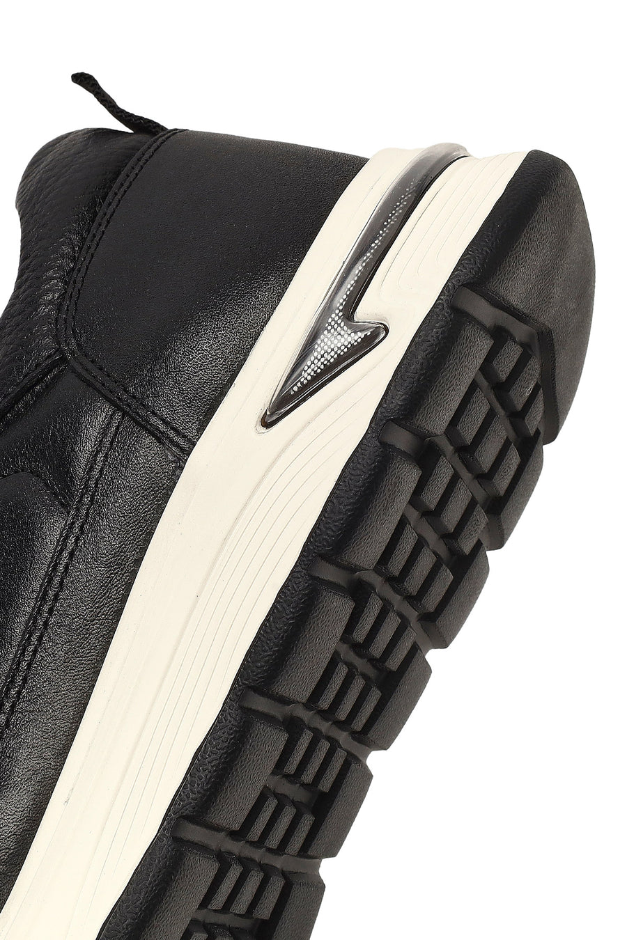 Erkek Siyah Bağcıklı Kalın Tabanlı Deri Sneaker