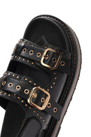 Women's Black Buckled Thick Soled Sandals | Derimod