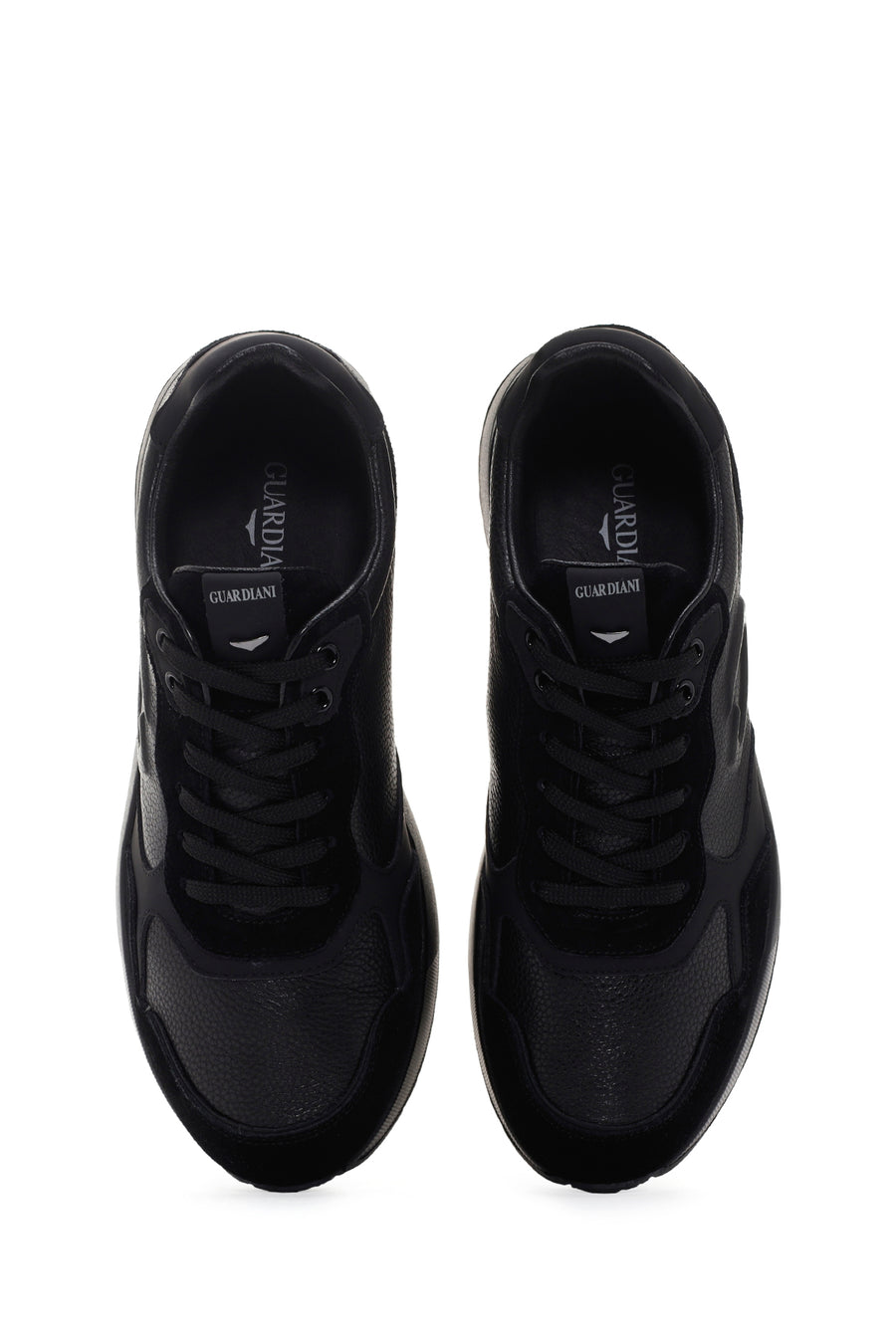Alberto Guardiani Men's Black Winner Thick Soled Leather Sneaker