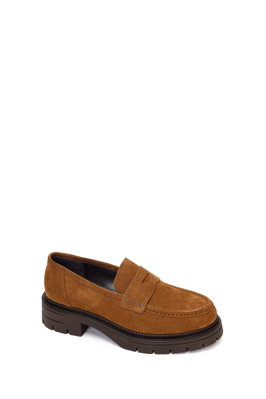 Kadın Taba Kalın Tabanlı Süet Deri Maskülen Loafer