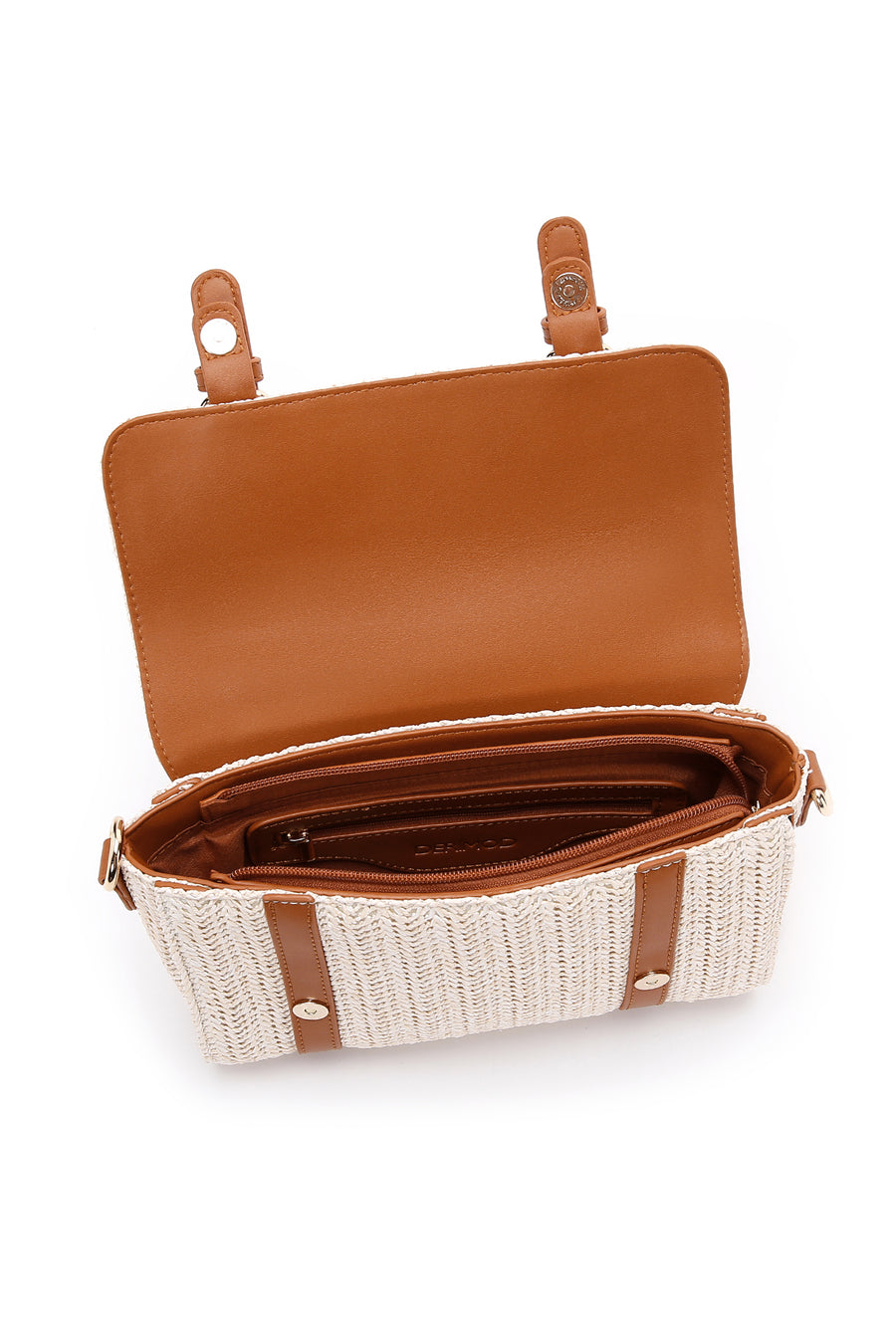 Women's Cream Long Strap Straw Crossbody Bag