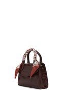 Woman Burgundy Croco Mini Shoulder Bag with Long Strap | Derimod