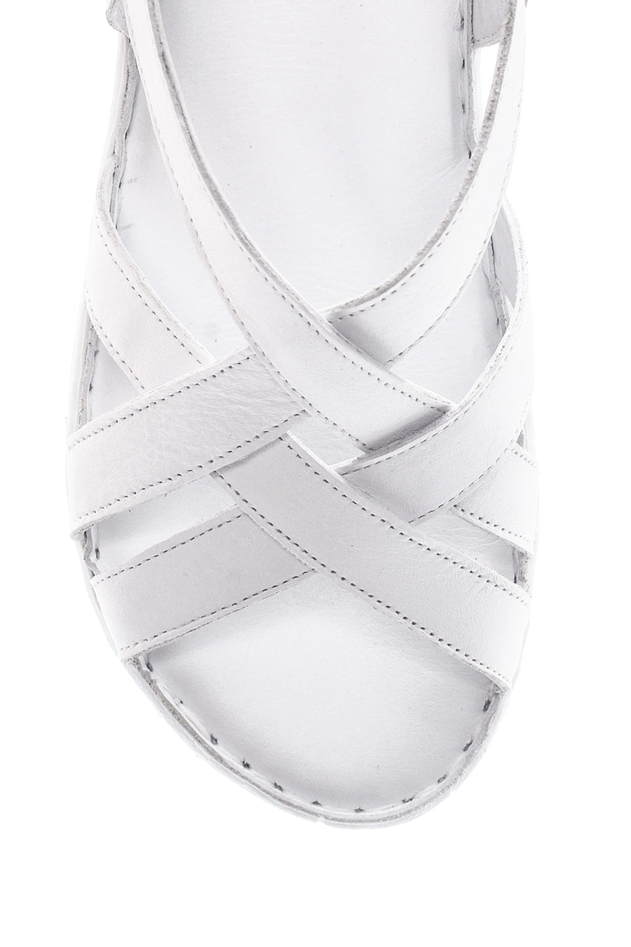 Women's White Leather Comfort Sandals