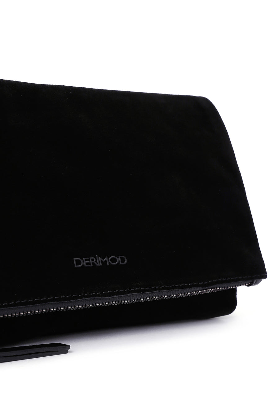 Women's Black Long Strap Accessory Detailed Suede Crossbody Bag