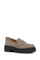 Geox Women's Mink Spherica Ec7 Suede Leather Masculine Loafer | Derimod