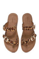 Women's Leopard Patterned Suede Flip Flops | Derimod