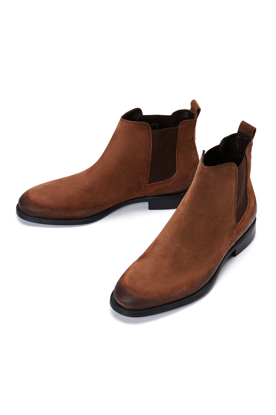 Men's Brown Suede Leather Chelsea Flat Boots