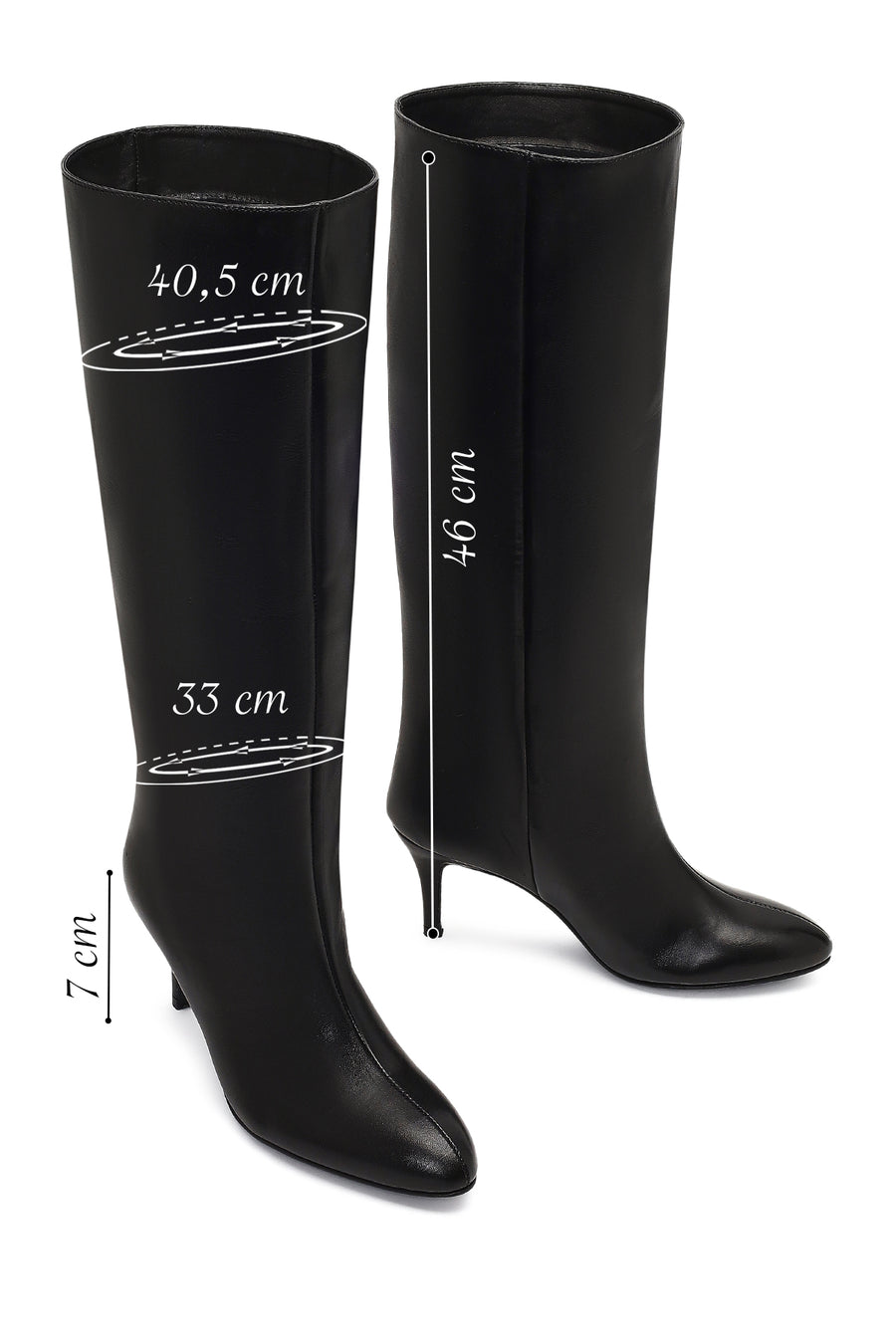 Woman Black Thin High-Heeled Leather Boots