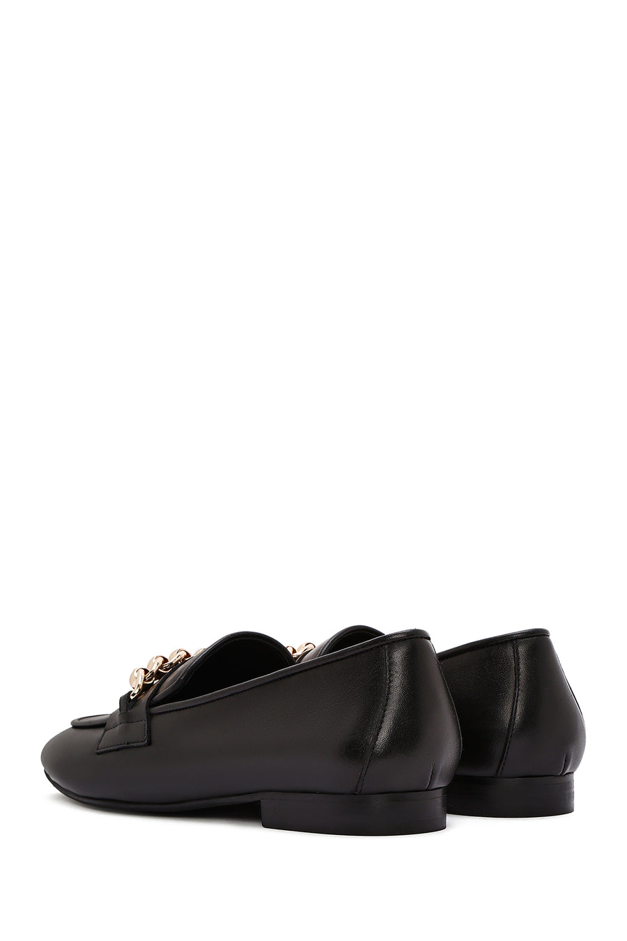 Women's Black Buckle Leather Loafer