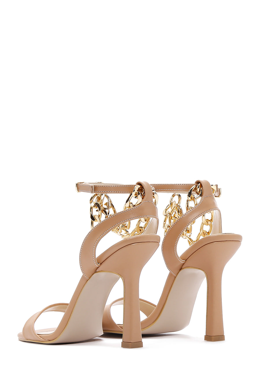 Women's Beige Ankle Strap Heel Sandals