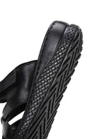 Women's Black Leather Comfort Slippers | Derimod