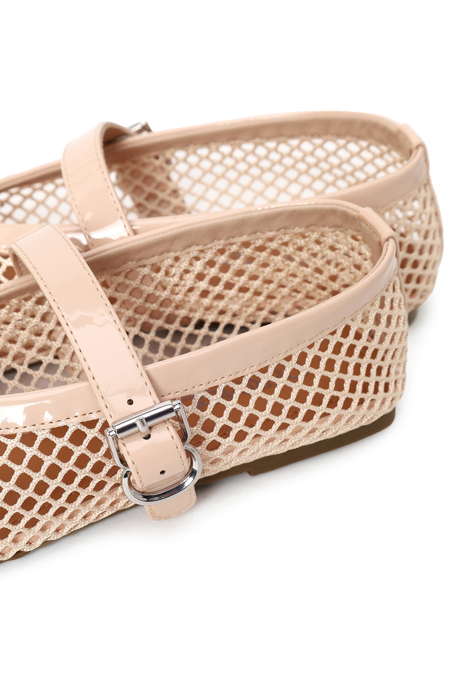 Woman Beige Mesh Ballerine flats