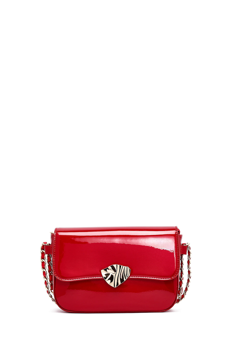 Women's Red Long Strap Patent Leather Crossbody Bag