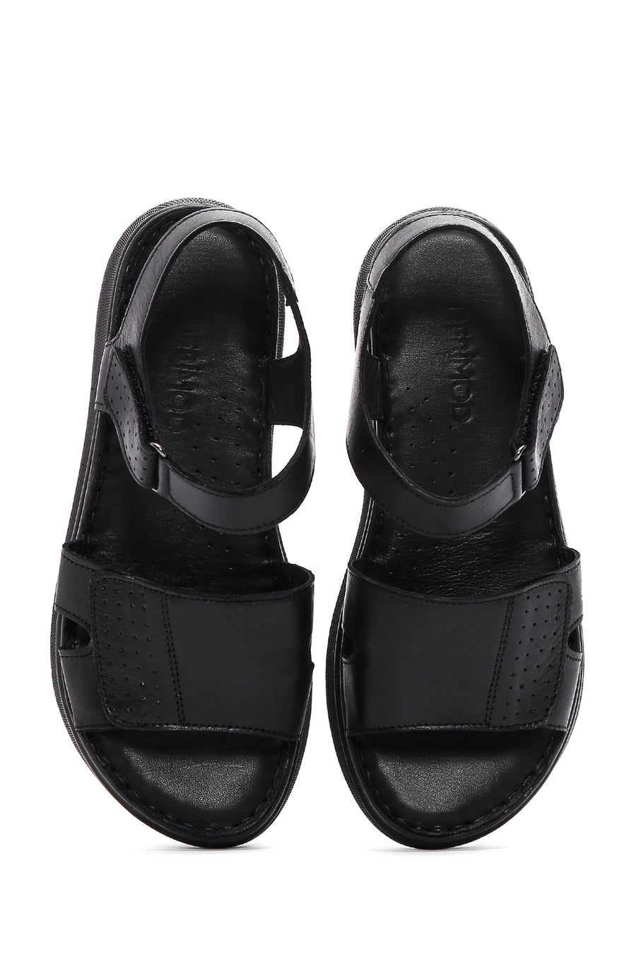 Kadın Siyah Deri Comfort Sandalet