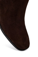 Women's Brown Chunky Heel Suede Leather Boots | Derimod