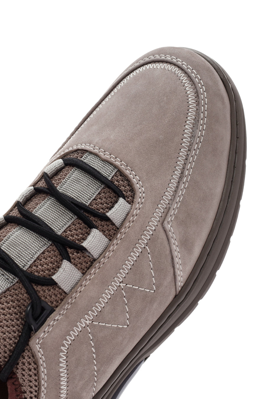 Erkek Vizon Bağcıklı Nubuk Deri Casual Sneaker