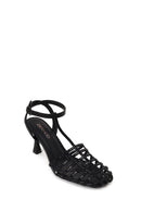 Woman Black Ankle-Buckle Open-Back Stiletto High Heel | Derimod